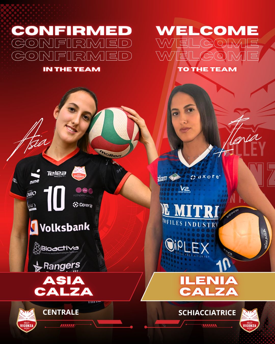 Vicenza Volley, le gemelle Calza tornano insieme nel roster di B1 femminile